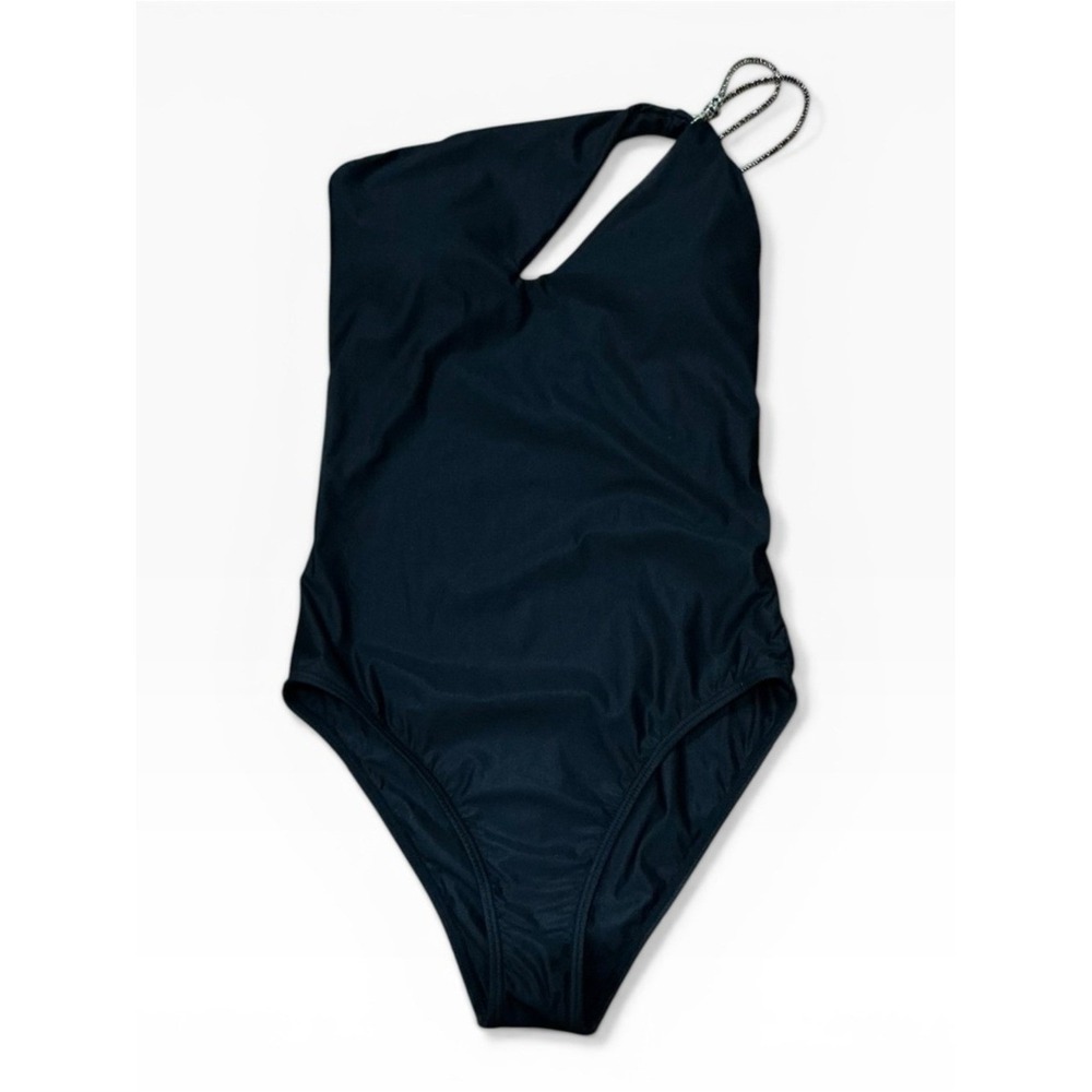 Agua Doce Ambra Beach‎ Freshwater Black Asymmetrical One Piece Swimsuit M New